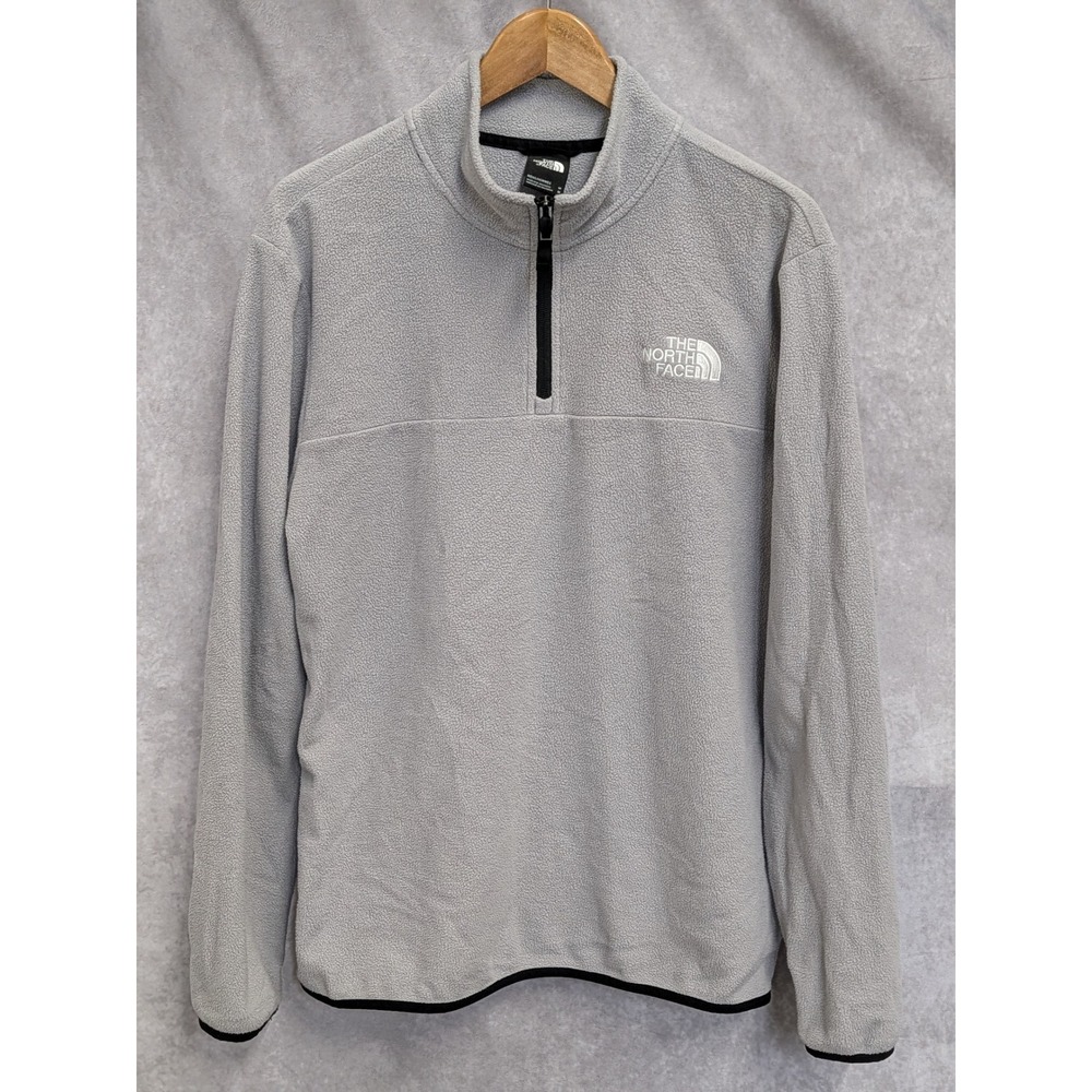 The North Face Mens TKA 100 Glacier Quarter Zip Fleece Pullover Grey Medium